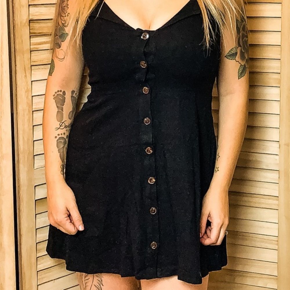 Button Up Black Dress